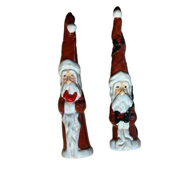 2 Vintage Skinny Tall Santa Claus Figurines. 7" tall. Christmas/Holiday Decor. - Picture 1 of 7